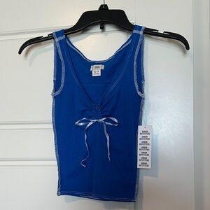 Urban Outfitters Cobalt Blue Ruched Ribbon Tank Top